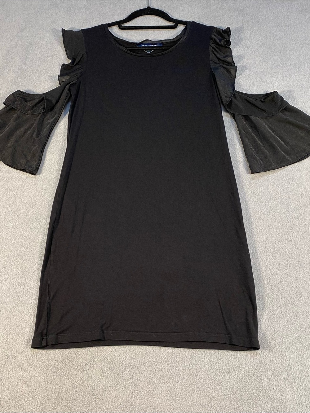 French Connection women’s Ruffle Cold-Shoulder Mix Jersey Mini Dress, size 4